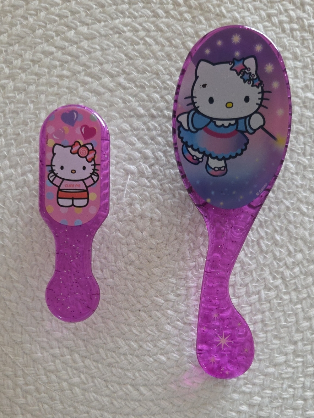 Hello Kitty Purple Glitter Kids Hair Brush Duo